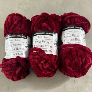3 Skeins Loops & Threads Royal Velvet Yarn Wine Red Jumbo Plush Chenille
NEW